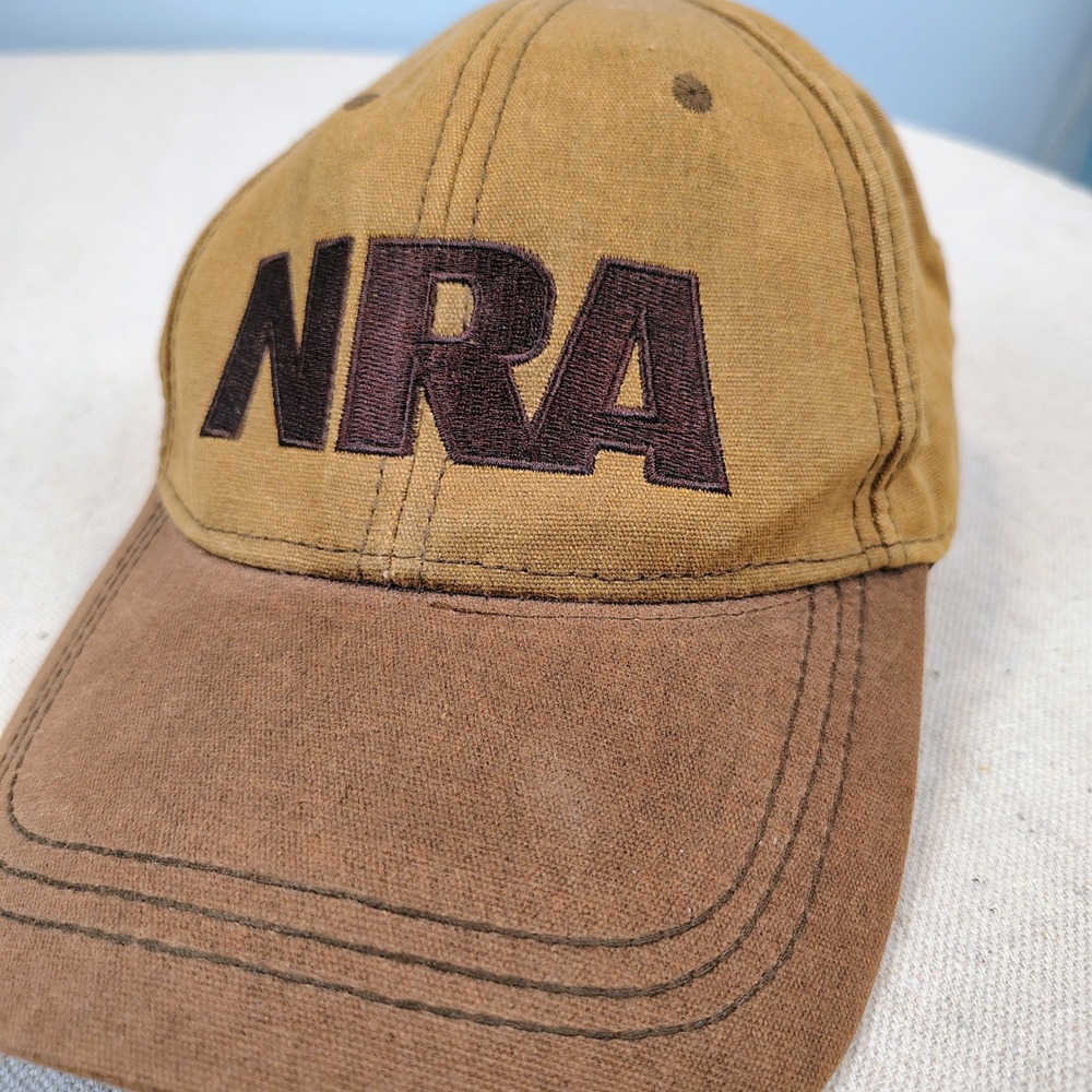 Mens OS NRA Embroidered Baseball Cap Brown Tan Cotton Canvas Workwear Gorpcore